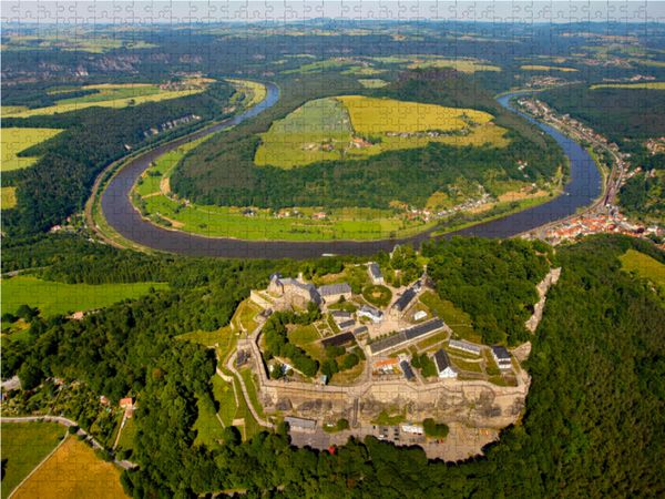 Produktbild: CALVENDO Puzzle Luftbildd Festung K&ouml;nigstein, Elbsandsteingebirge, Sachsen | 1000 Teile Lege-Gr&ouml;&szlig;e 64x48cm Foto-Puzzle f&uuml;r gl&uuml;ckliche Stunden