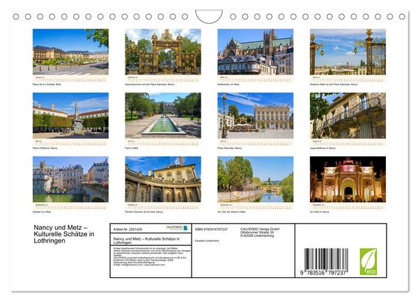 Produktbild: Nancy und Metz &ndash; Kulturelle Sch&auml;tze in Lothringen (Wandkalender 2027 DIN A4 quer), CALVENDO Monatskalender
