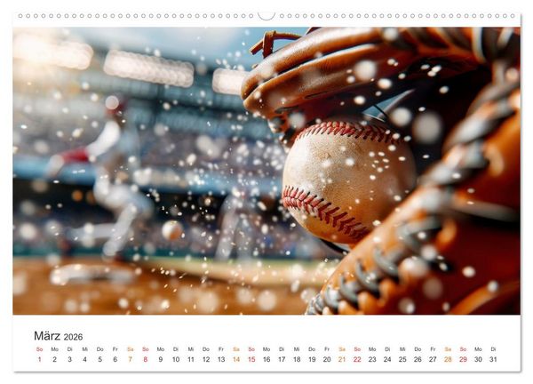 Produktbild: Power Baseball (hochwertiger Premium Wandkalender 2026 DIN A2 quer), Kunstdruck in Hochglanz