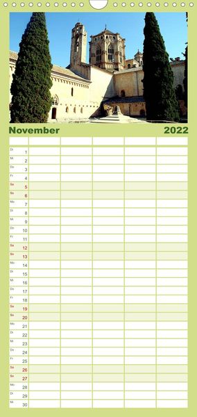 Produktbild: Familienplaner Zisterzienserroute in Katalonien (Wandkalender 2022 , 21 cm x 45 cm, hoch)