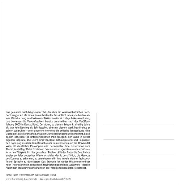 Produktbild: Welches Buch bin ich? Premium-Postkartenkalender 2026 - Literarischer Rätselkalender