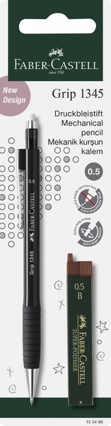 Produktbild: FABER-CASTELL Druckbleistift Grip 1345 + Ersatzminen 0,5mm blau Blister, 5fach sortiert