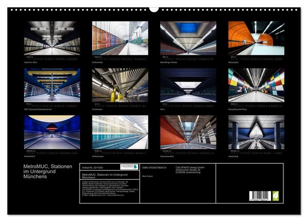 Produktbild: MetroMUC, Stationen im Untergrund M&uuml;nchens (Wandkalender 2026 DIN A2 quer), CALVENDO Monatskalender