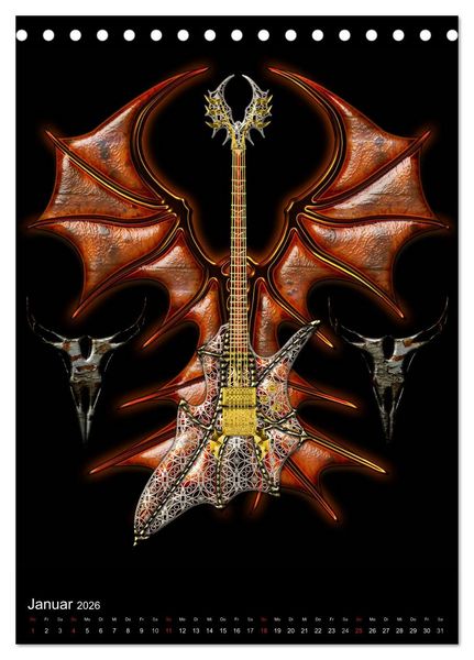 Produktbild: Heroische Gitarren (Tischkalender 2026 DIN A5 hoch), CALVENDO Monatskalender