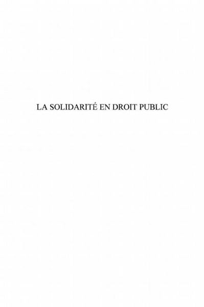 Produktbild: La solidarite en droit public