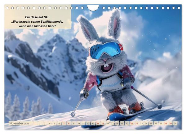 Produktbild: Tierisch lustige Skifahrer (Wandkalender 2026 DIN A4 quer), CALVENDO Monatskalender