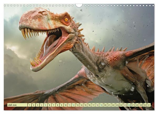 Produktbild: Urzeittiere - KI-Fantasiebilder (Wandkalender 2026 DIN A3 quer), CALVENDO Monatskalender
