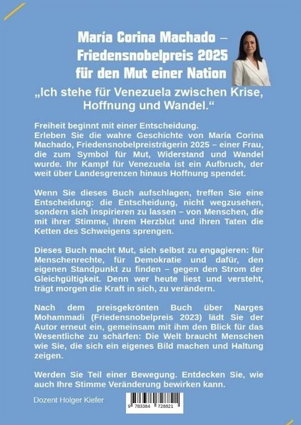 Produktbild: Mar&iacute;a Corina Machado &ndash; Friedensnobelpreis 2025 f&uuml;r den Mut einer Nation
