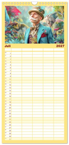 Produktbild: Familienplaner 2027 - Dandy und Retro Vintage - Portraits mit Humor mit 5 Spalten (Wandkalender, 21 x 45 cm) CALVENDO