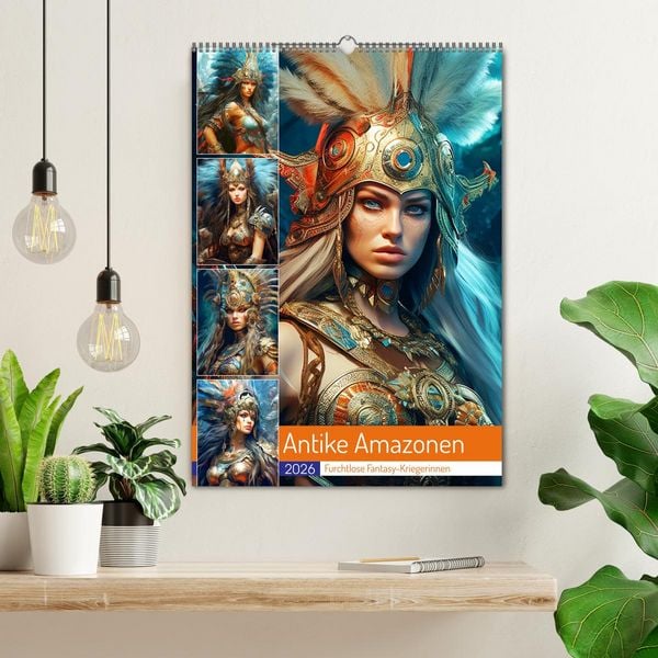 Produktbild: Antike Amazonen. Furchtlose Fantasy-Kriegerinnen (Wandkalender 2026 DIN A2 hoch), CALVENDO Monatskalender