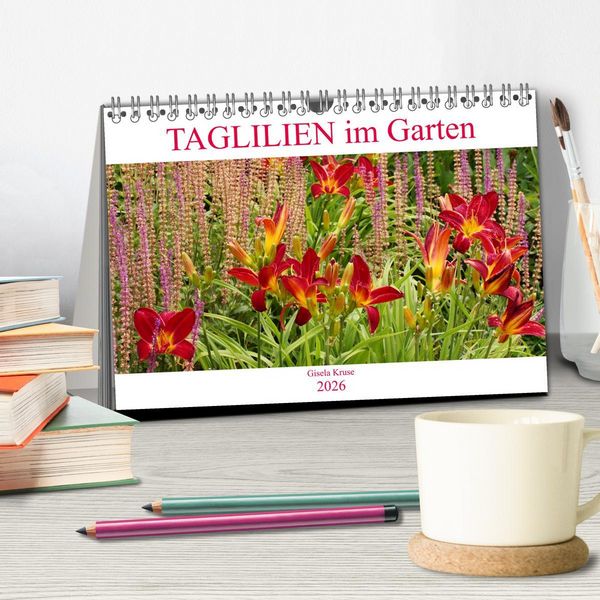Produktbild: Taglilien im Garten (Tischkalender 2026 DIN A5 quer), CALVENDO Monatskalender
