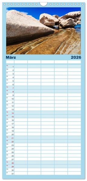 Produktbild: Familienplaner 2026 - Sardinien - Traumstr&auml;nde am Mittelmeer mit 5 Spalten (Wandkalender, 21 x 45 cm) CALVENDO