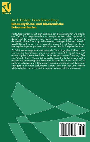 Produktbild: Bioanalytische und biochemische Labormethoden