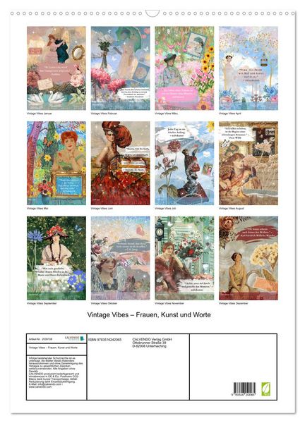 Produktbild: Vintage Vibes &ndash; Frauen, Kunst und Worte (Wandkalender 2026 DIN A2 hoch), CALVENDO Monatskalender