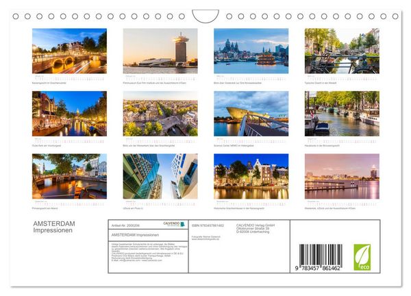 Produktbild: AMSTERDAM Impressionen (Wandkalender 2026 DIN A4 quer), CALVENDO Monatskalender