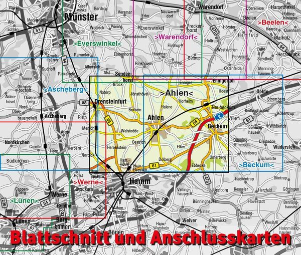 Produktbild: Ahlen, KVplan, Radkarte/Wanderkarte/Stadtplan, 1:25.000 / 1:15.000 / 1:7.500
