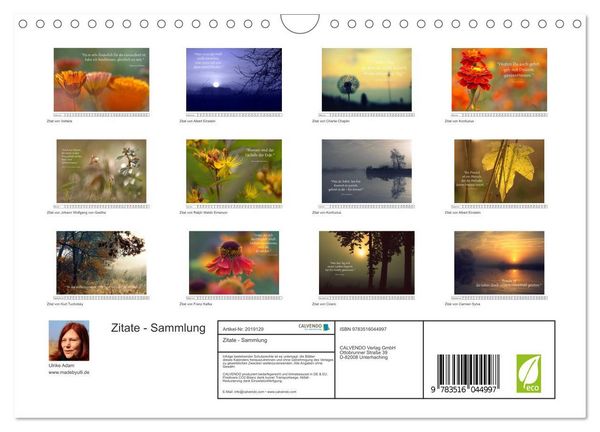 Produktbild: Zitate - Sammlung (Wandkalender 2026 DIN A4 quer), CALVENDO Monatskalender