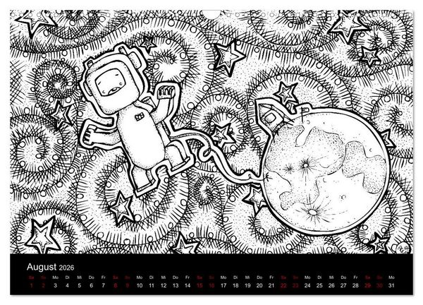 Produktbild: Bezaubernde Mini-Monster - Ein Ausmal-Kalender (Wandkalender 2026 DIN A3 quer), CALVENDO Monatskalender