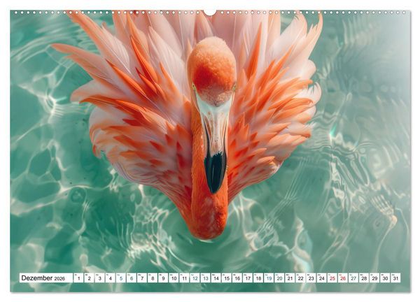 Produktbild: Ein Herz f&uuml;r Flamingos (hochwertiger Premium Wandkalender 2026 DIN A2 quer), Kunstdruck in Hochglanz