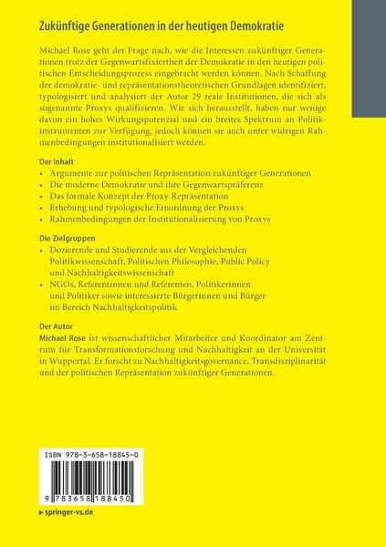 Produktbild: Zuk&uuml;nftige Generationen in der heutigen Demokratie