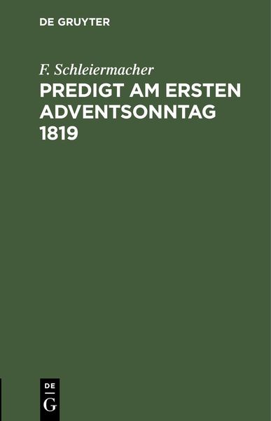 Produktbild: Predigt am ersten Adventsonntag 1819