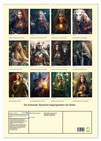Produktbild: Die Anderwelt. Mystische Sagengestalten der Kelten (Wandkalender 2026 DIN A2 hoch), CALVENDO Monatskalender