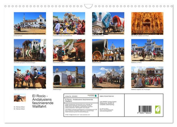 Produktbild: El Rocio - Andalusiens faszinierende Wallfahrt (Wandkalender 2026 DIN A3 quer), CALVENDO Monatskalender