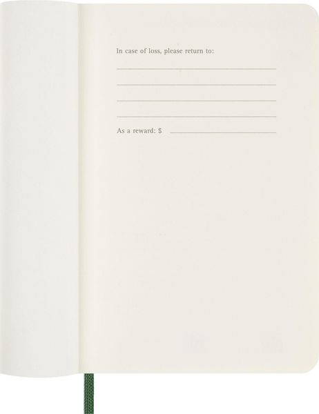 Produktbild: Moleskine 12 Monate Wochen Notizkalender 2027, Pocket/A6, 1 Wo = 1 Seite, rechts linierte Seite, Weicher Einband, Myrtengr&uuml;n