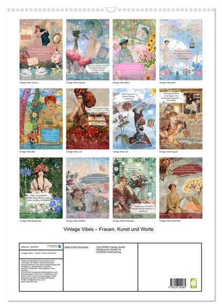 Produktbild: Vintage Vibes &ndash; Frauen, Kunst und Worte (Wandkalender 2026 DIN A2 hoch), CALVENDO Monatskalender