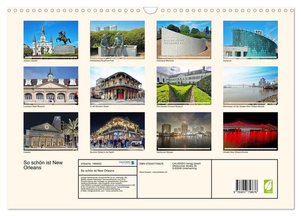 Produktbild: So sch&ouml;n ist New Orleans (Wandkalender 2026 DIN A3 quer), CALVENDO Monatskalender