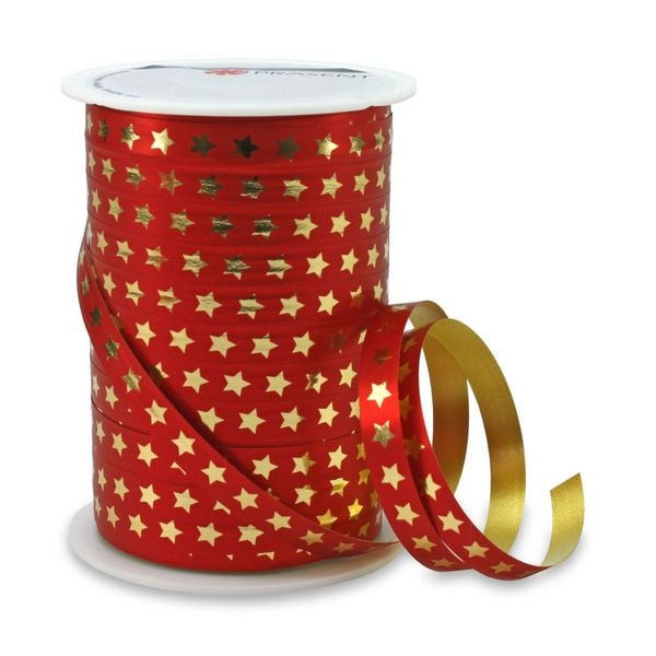 Produktbild: PR&Auml;SENT Geschenkband Christmas Star, rot/gold