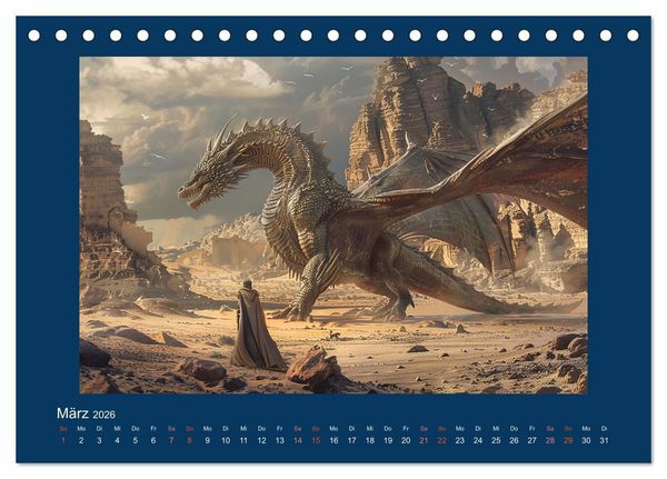 Produktbild: Drachenkrieger (Tischkalender 2026 DIN A5 quer), CALVENDO Monatskalender