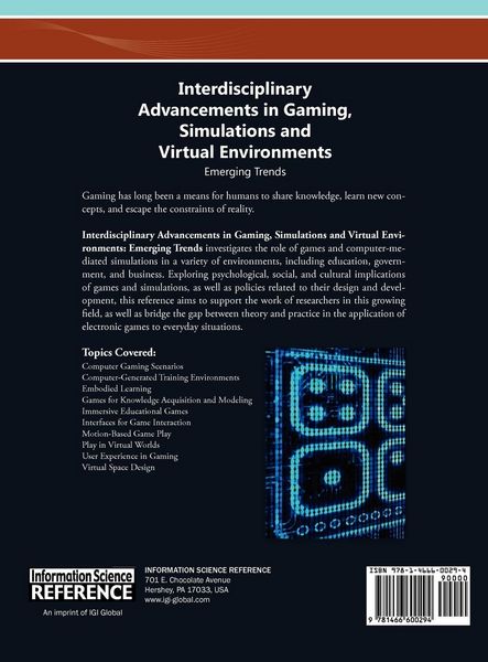 Produktbild: Interdisciplinary Advancements in Gaming, Simulations and Virtual Environments
