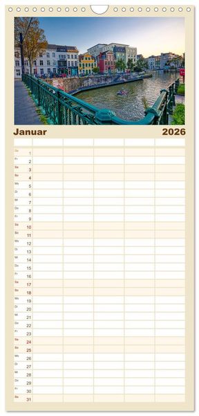 Produktbild: Familienplaner 2026 - Belgien - Grafschaft Flandern mit 5 Spalten (Wandkalender, 21 x 45 cm) CALVENDO