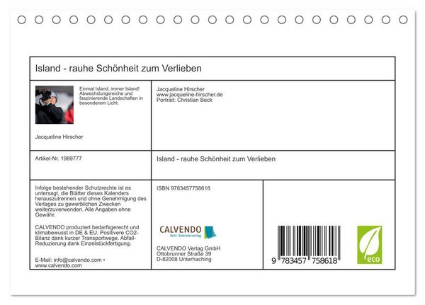 Produktbild: Island - rauhe Sch&ouml;nheit zum Verlieben (Tischkalender 2026 DIN A5 quer), CALVENDO Monatskalender