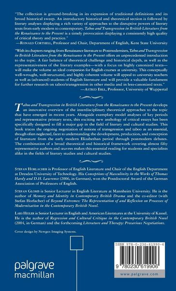 Produktbild: Taboo and Transgression in British Literature from the Renaissance to the Present