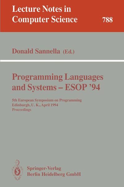 Produktbild: Programming Languages and Systems - ESOP '94