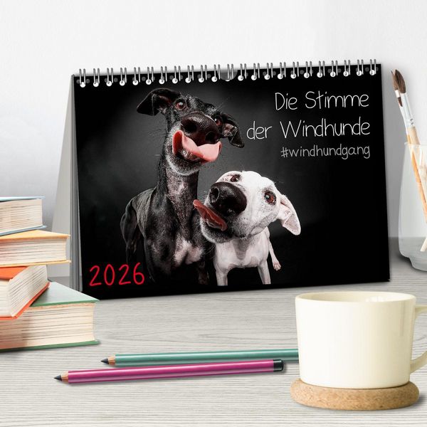 Produktbild: Die Stimme der Windhunde (Tischkalender 2026 DIN A5 quer), CALVENDO Monatskalender