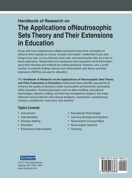Produktbild: Handbook of Research on the Applications of Neutrosophic Sets Theory and Their Extensions in Education