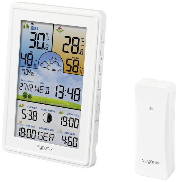 Sygonix  SY-5509564 Digitale-Wetterstation Vorhersage für 12 bis 24 Stunden Anzahl Sensoren max. 3 St.