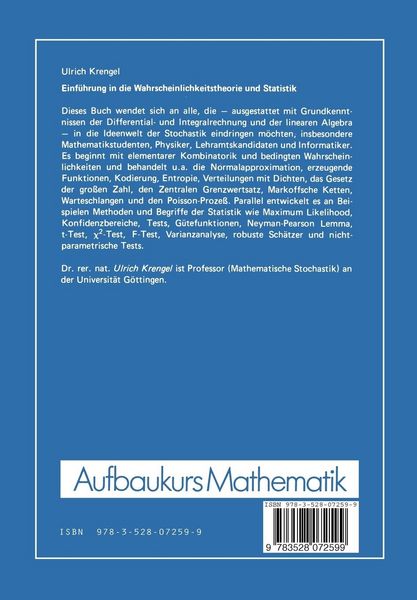 Produktbild: Einf&uuml;hrung in die Wahrscheinlichkeitstheorie und Statistik