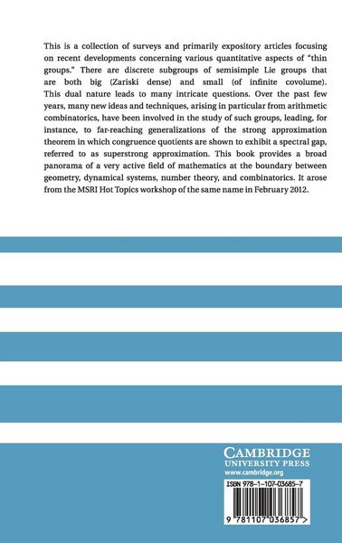 Produktbild: Thin Groups and Superstrong Approximation