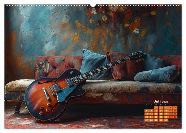 Produktbild: Sechs Saiten, Zw&ouml;lf Monate - Der Gitarrenkalender (Wandkalender 2026 DIN A2 quer), CALVENDO Monatskalender