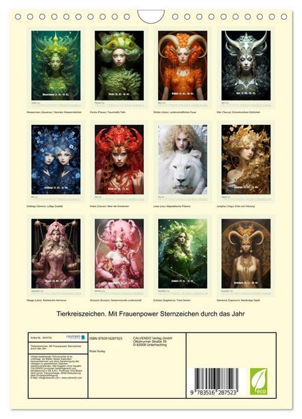 Produktbild: Tierkreiszeichen. Mit Frauenpower Sternzeichen durch das Jahr (Wandkalender 2026 DIN A4 hoch), CALVENDO Monatskalender