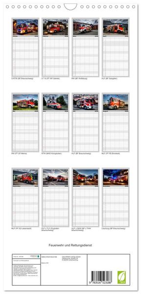 Produktbild: Familienplaner 2026 - Feuerwehr und Rettungsdienst mit 5 Spalten (Wandkalender, 21 x 45 cm) CALVENDO