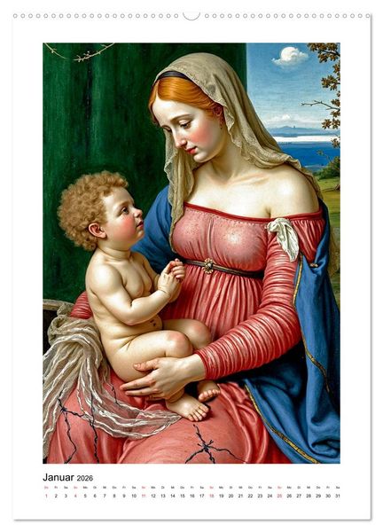 Produktbild: Marienbilder der Renaissance neu interpretiert (hochwertiger Premium Wandkalender 2026 DIN A2 hoch), Kunstdruck in Hochglanz