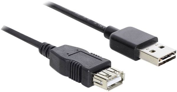 Delock USB-Kabel USB 2.0 USB-A Stecker, USB-A Buchse 5.00 m Schwarz beidseitig verwendbarer Stecker, vergoldete Steckkon