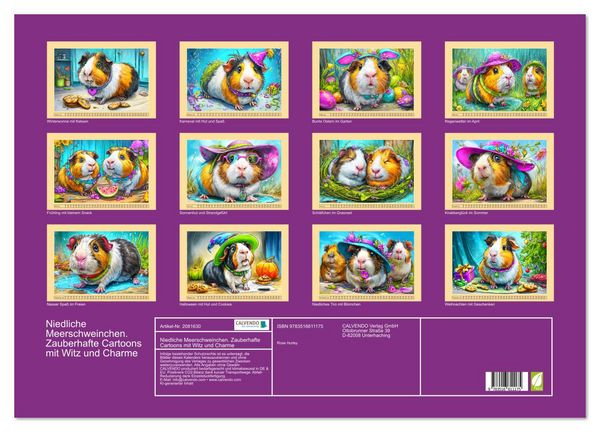 Produktbild: Niedliche Meerschweinchen. Zauberhafte Cartoons mit Witz und Charme (Wandkalender 2026 DIN A2 quer), CALVENDO Monatskalender