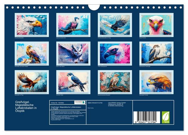 Produktbild: Greifv&ouml;gel. Majest&auml;tische Luftakrobaten in &Ouml;loptik (Wandkalender 2026 DIN A4 quer), CALVENDO Monatskalender