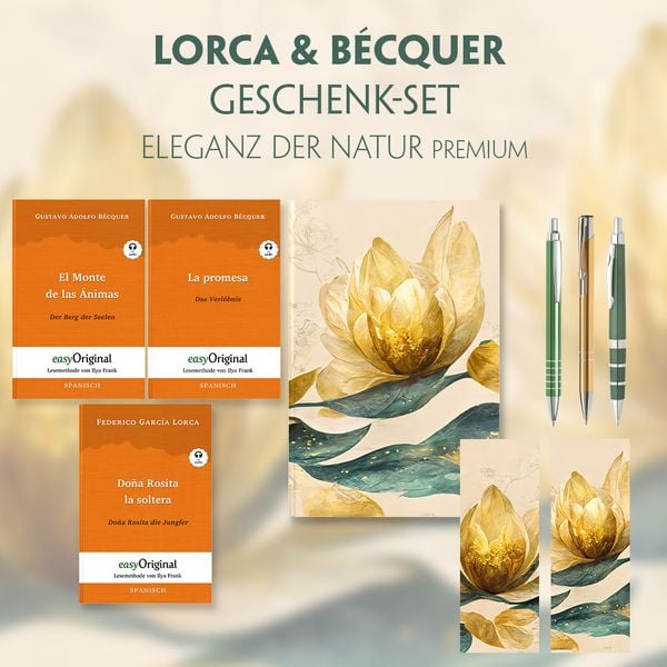 Produktbild: Lorca & B&eacute;cquer Geschenkset - 3 B&uuml;cher (mit Audio-Online) + Eleganz der Natur Schreibset Premium